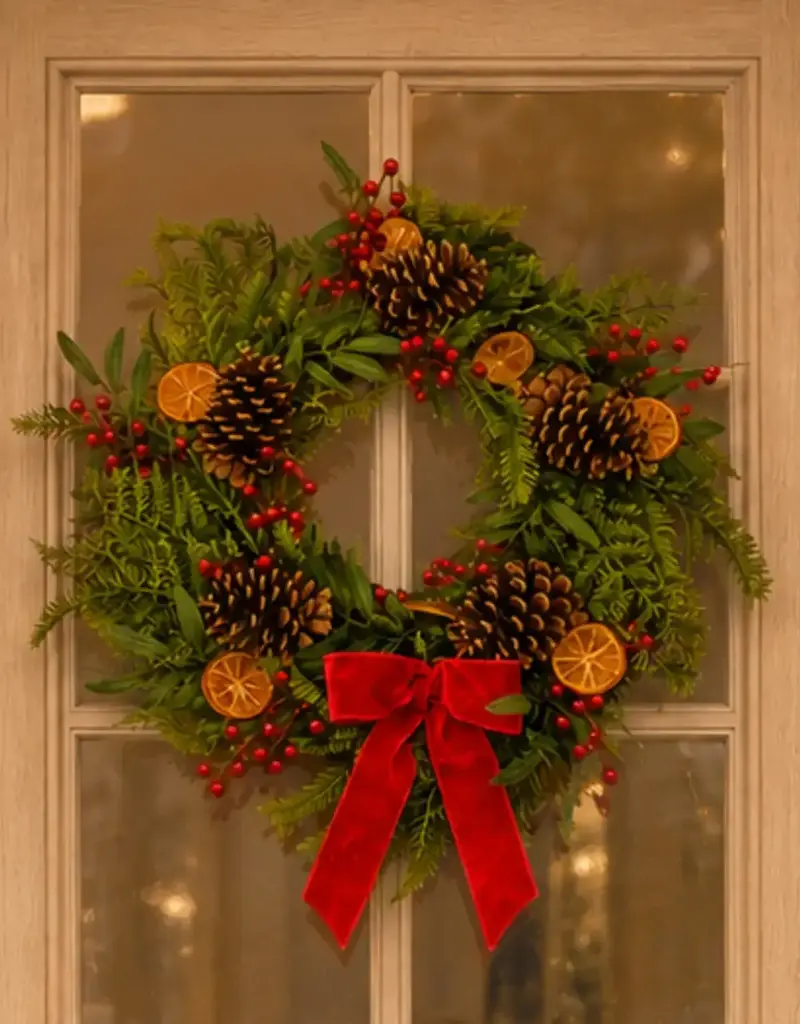 DAVID CHRISTOPHER'S COLLECTION Faux Dried Orange/Berry/Pine Wreath 24"