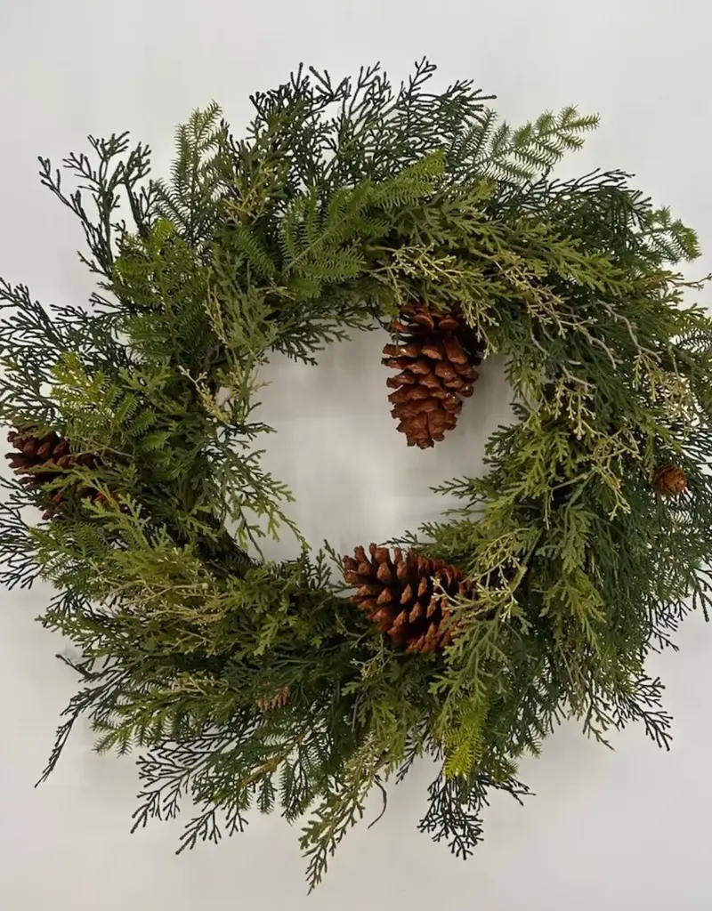 DAVID CHRISTOPHER'S COLLECTION Real Touch Mixed Cedar Wreath 27"