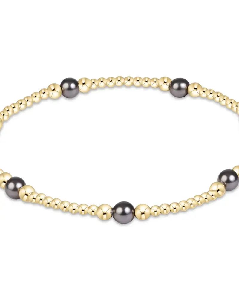 ENEWTON purpose pearl dark grey 4mm gold bracelet