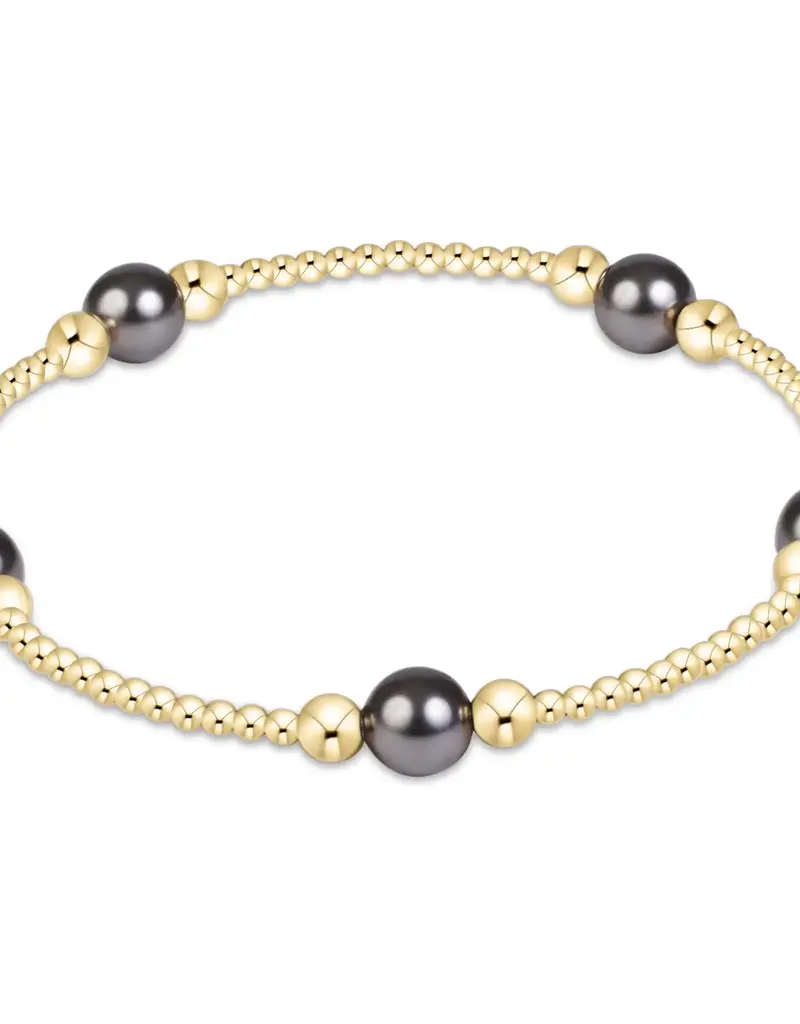 ENEWTON purpose pearl dark grey 6mm gold bracelet