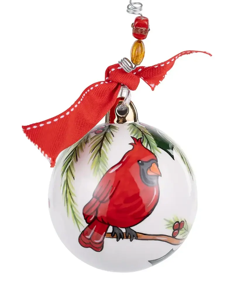GLORY HAUS MERRY CHRISTMAS RED BIRD BRANCHES ORNAMENT