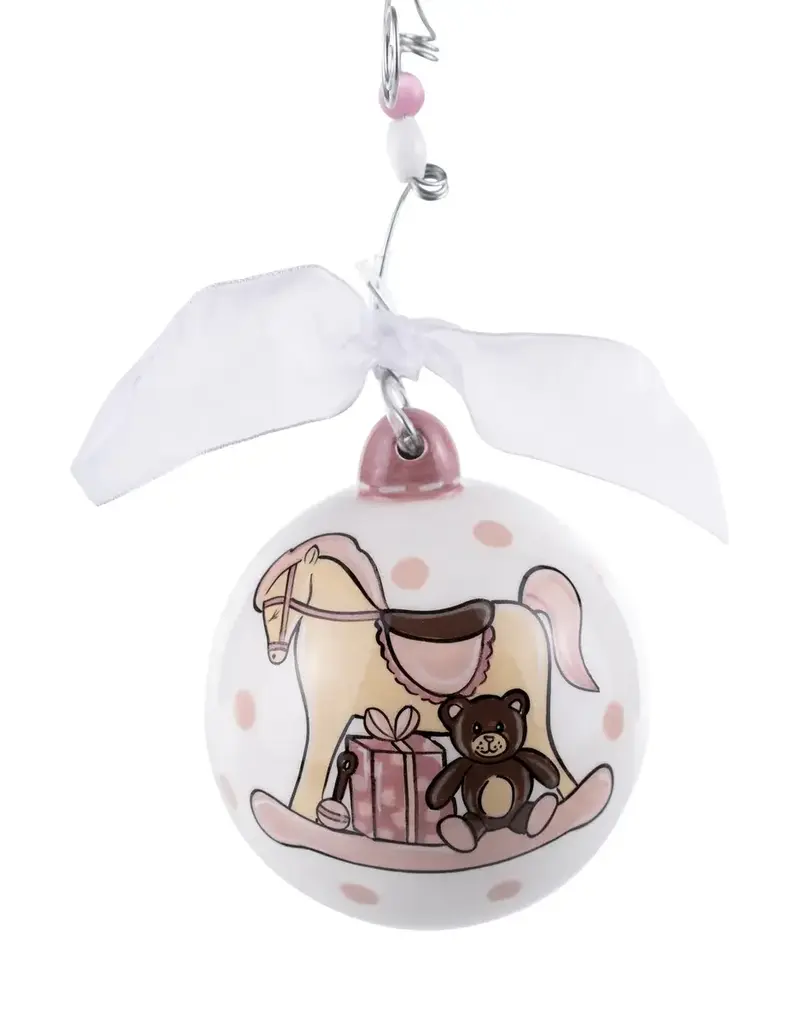 GLORY HAUS BABY'S FIRST PINK ROCKING HORSE ORNAMENT