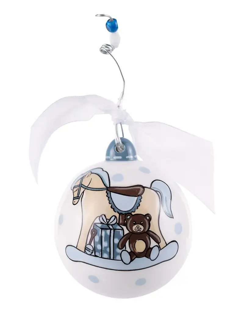 GLORY HAUS BABY'S FIRST BLUE ROCKING HORSE ORNAMENT