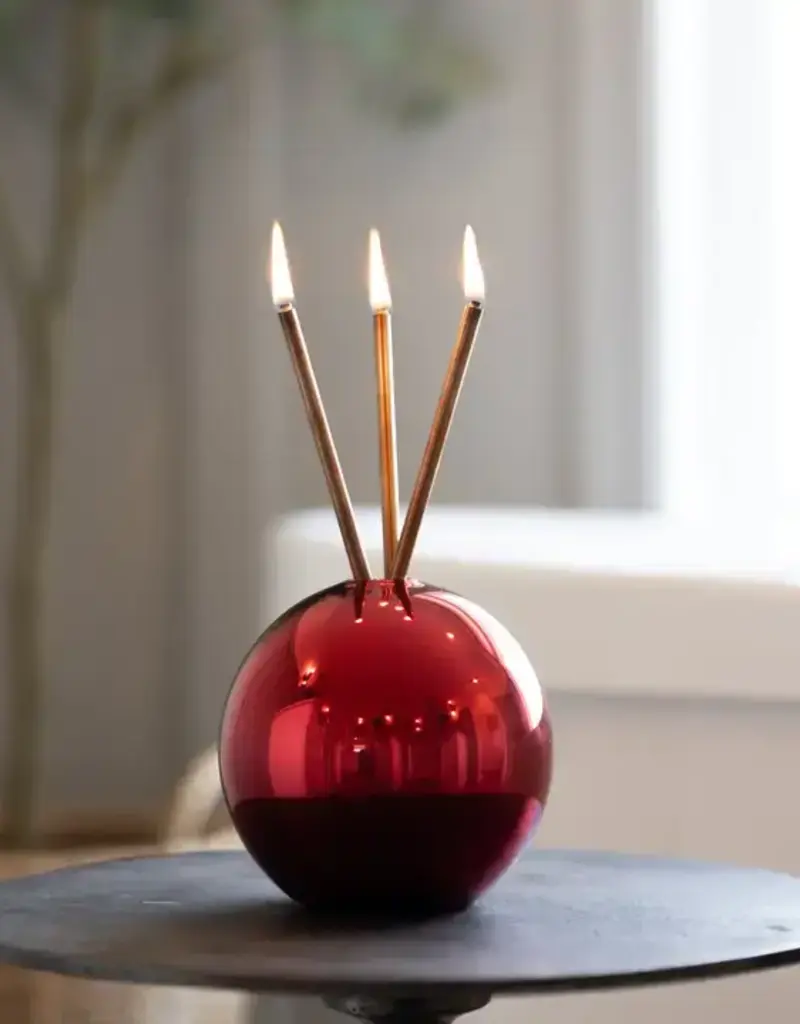 EVERLASTING CANDLE CO NEVA VASE RED METALLIC CANDLE HOLDER