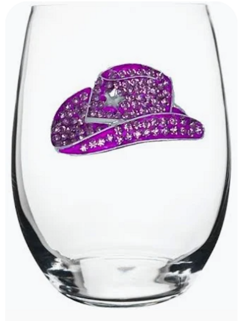 THE QUEENS JEWELS COWBOY HAT STEMLESS WINE GLASS