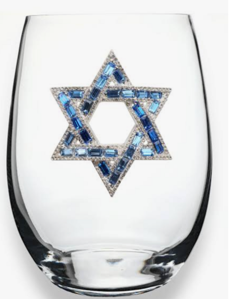 THE QUEENS JEWELS STAR OF DAVID STEMLESS WINE GLASS