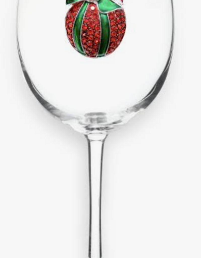 THE QUEENS JEWELS CHRISTMAS ORNAMENT STEMMED WINE GLASS
