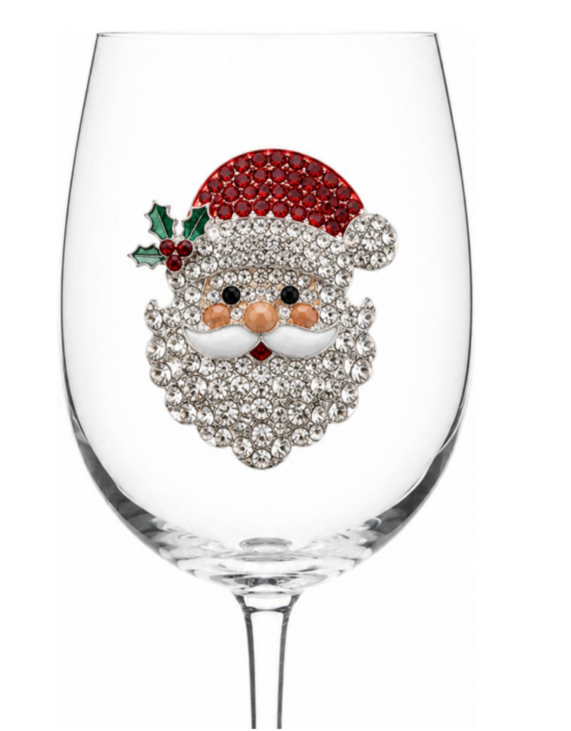 THE QUEENS JEWELS SANTA FACE STEMMED WINE GLASS