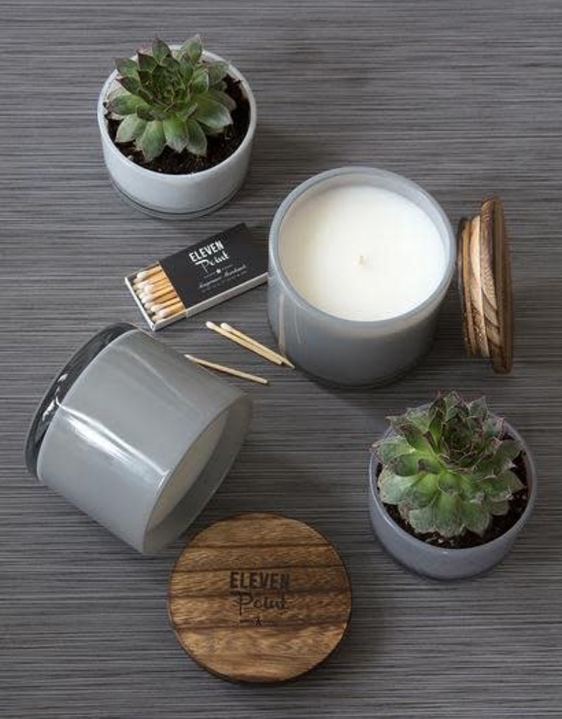 ELEVEN POINT CANDLES BOUTIQUE GREY GLASS CANDLE
