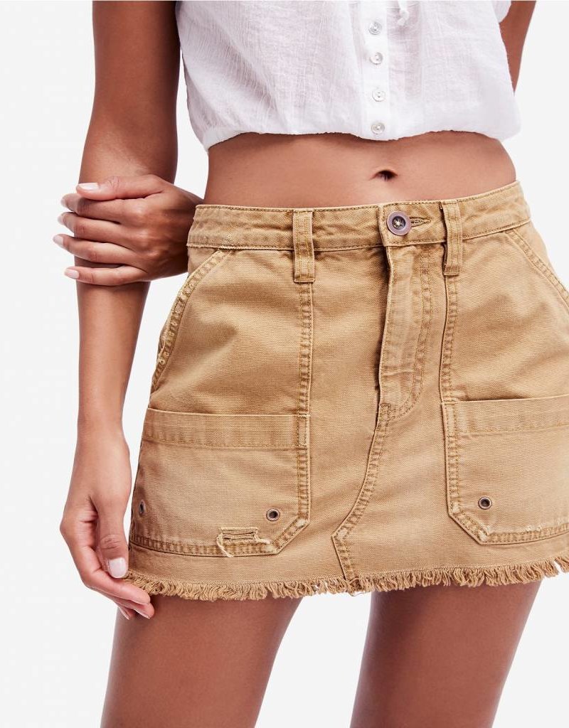 FREE PEOPLE CANVAS RELAXED MINI SKIRT