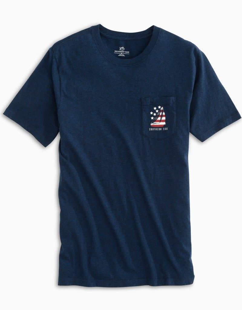 SOUTHERN TIDE PATRIOTIC SAIL HEATHERED TEE