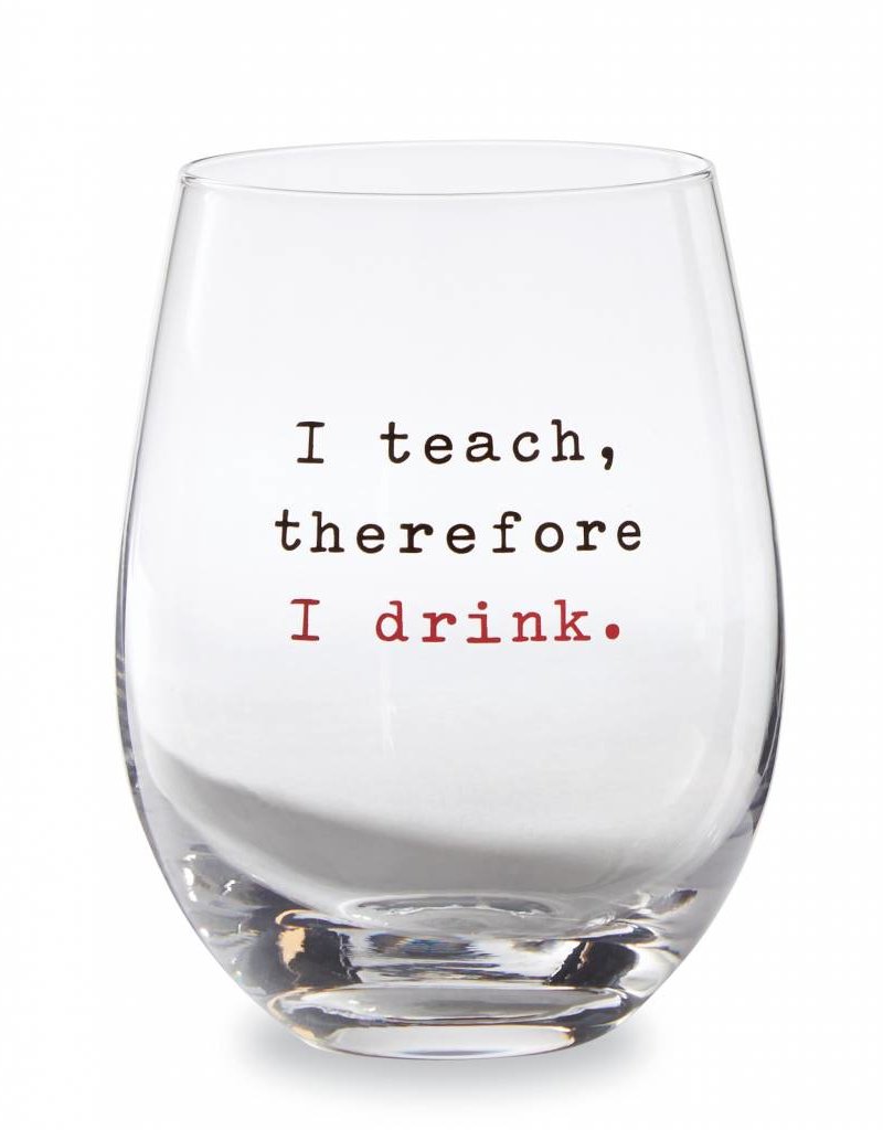 MUD PIE TEACHER STEMLESS WINE GLASS