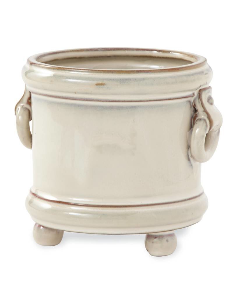 MUD PIE GLAZED TERRACOTTA FOOTED POT