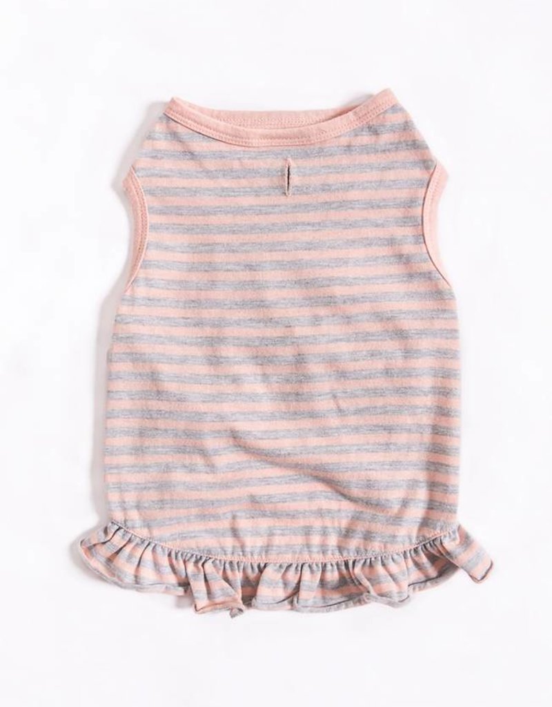 STRIPED RUFFLE DRESS