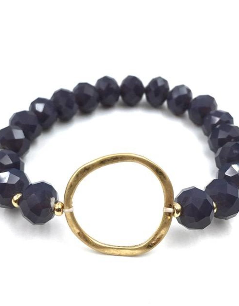 GOLD OPEN CIRCLE STRETCH BRACELET-DEEP PURPLE