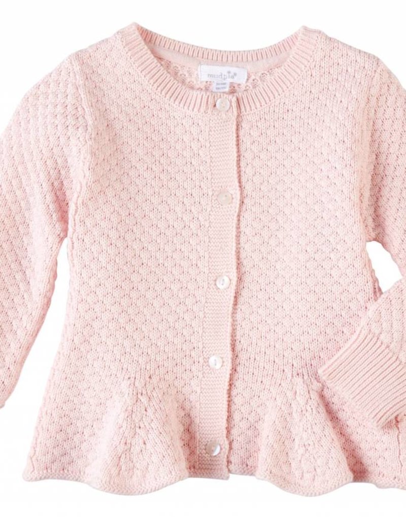 MUD PIE PINK PEPLUM CARDIGAN