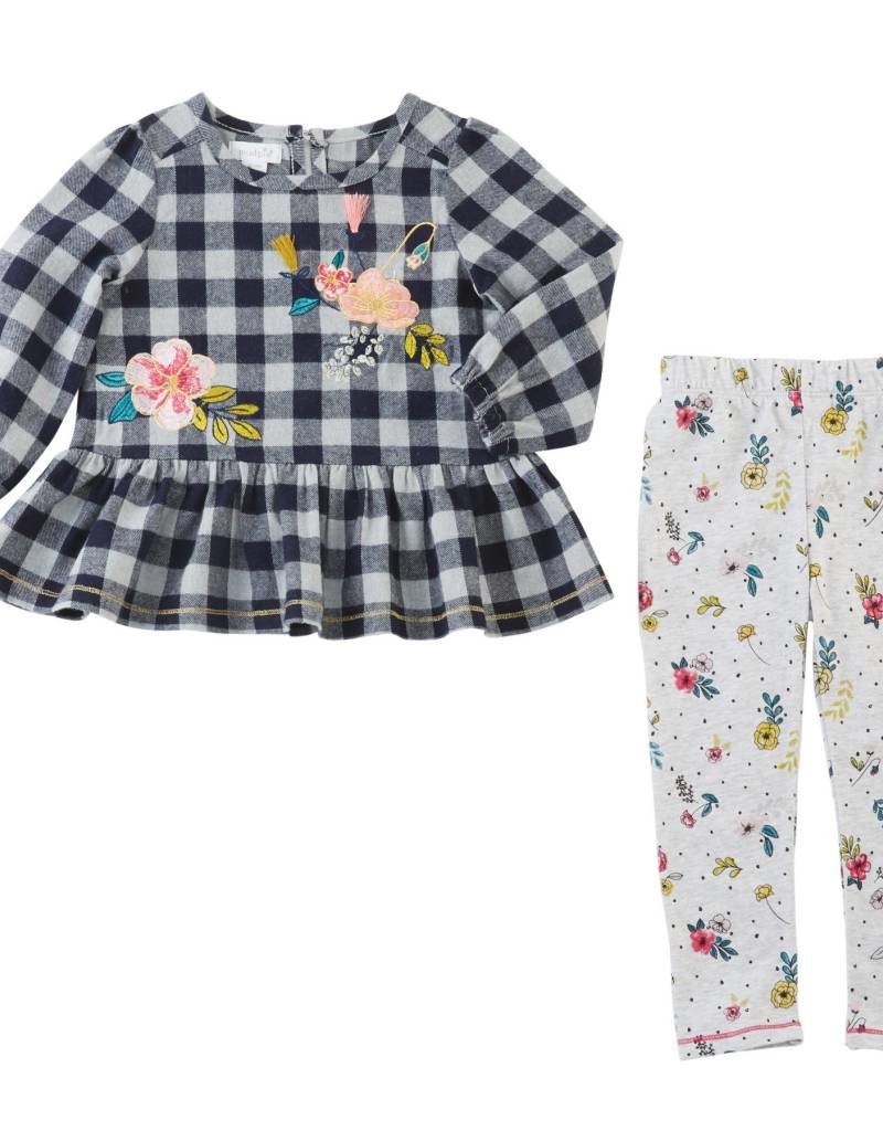 MUD PIE CHECKED FLORAL TUNIC & LEGGING SET