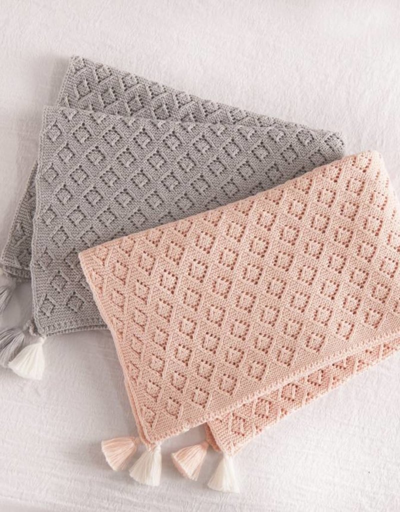 MUD PIE POINTELLE TASSEL BLANKET