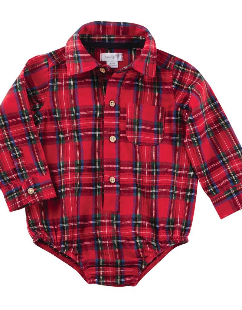 MUD PIE RED TARTAN PLAID CRAWLER