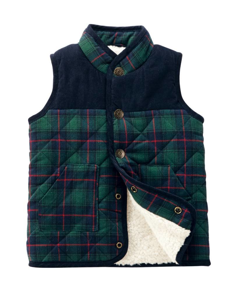 MUD PIE TARTAN PLAID SHERPA VEST