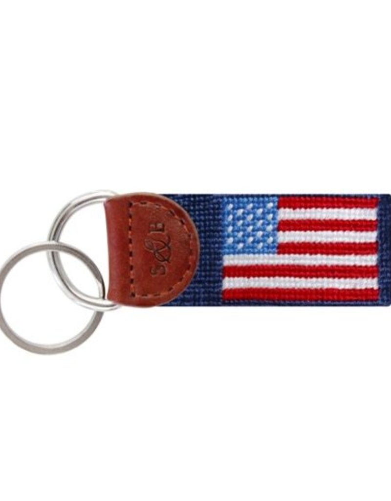SMATHERS & BRANSON AMERICAN FLAG NEEDLEPOINT KEY FOB