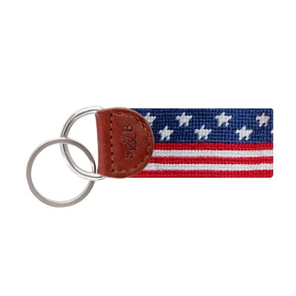 SMATHERS & BRANSON OLD GLORY NEEDLEPOINT KEY FOB