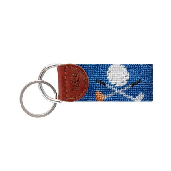 SMATHERS & BRANSON GOLF CROSSED CLUBS NEEDLEPOINT KEY FOB