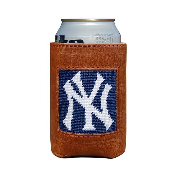 SMATHERS & BRANSON NY YANKEES NEEDLEPOING & LEATHER CAN COOLER SMATHERS & BRANSON NY YANKEES NEEDLEPOING & LEATHER CAN COOLER