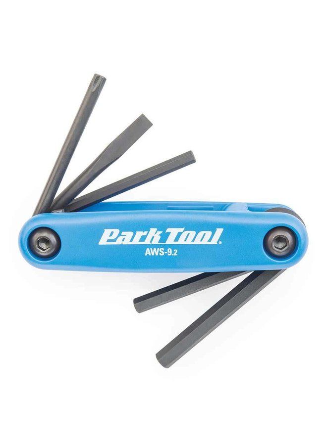 Park Tool, AWS-9.2, Folding screwdriver/ hex wrench set, 4mm, 5mm, 6mm, Flat blade and T25
