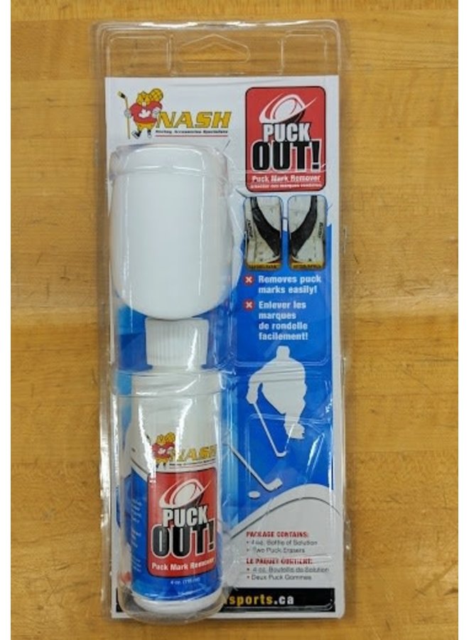 GOALIE PAD CLEANER PUCK OUT BOTTLE AND CLEANER PADS