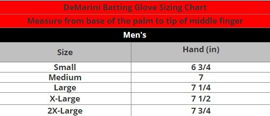 batting glove chart