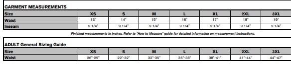 adult sizes