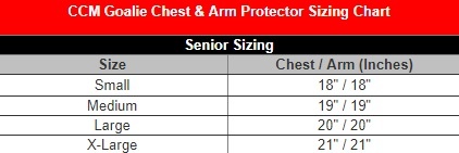 Ccm Premier Chest Protector Sizing Chart