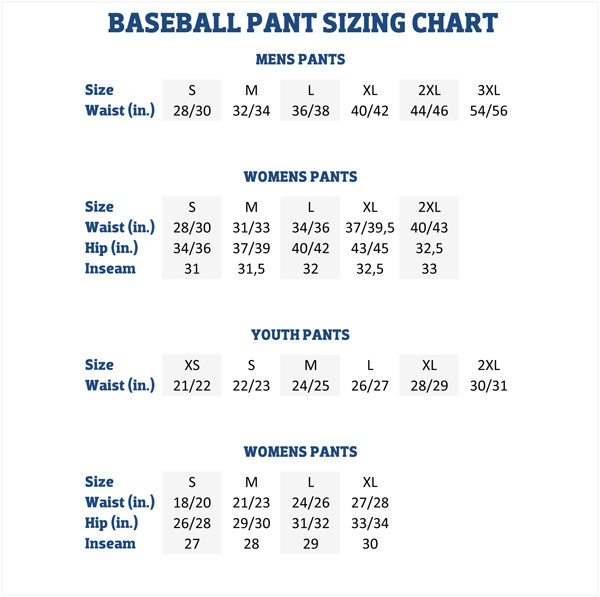 Mizuno Baseball Pants Size Chart
