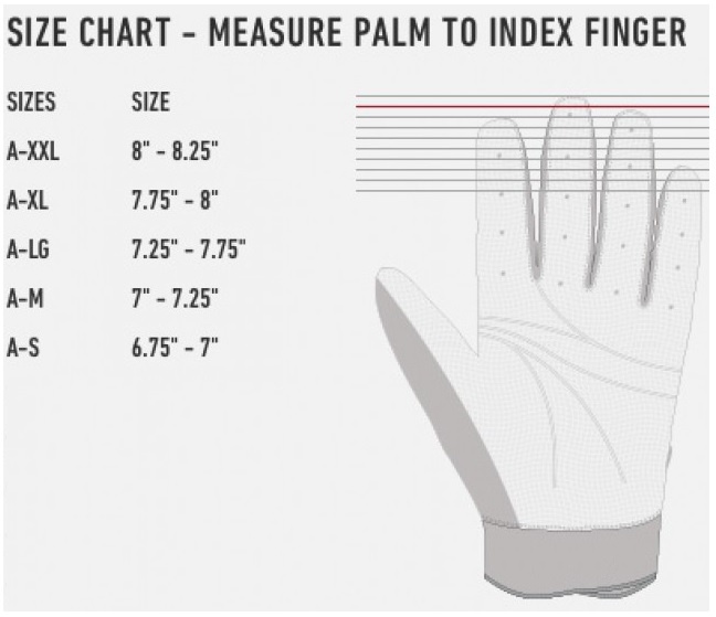 batting glove chart