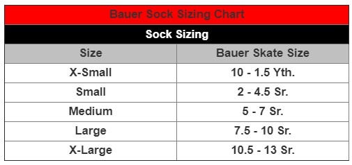 Bauer Sock Size Chart