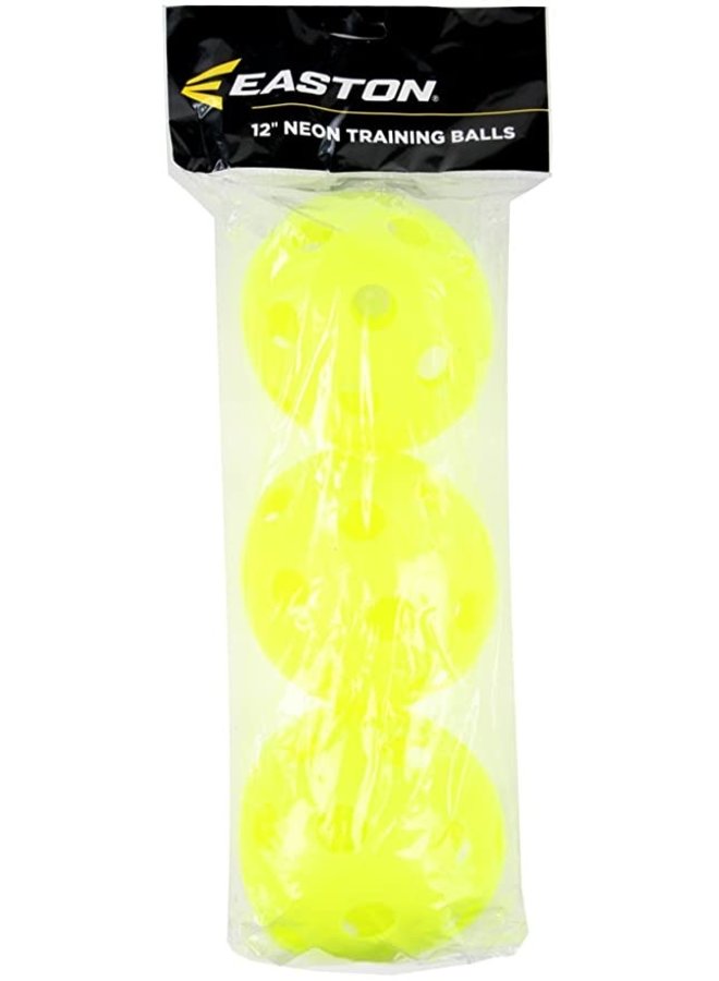 EASTON 12" NEON PLASTIC TRAINING BALL 3PK