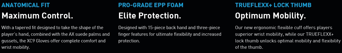 2020 TRUE HG XC9 JR HOCKEY GLOVES -Sportwheels Outlet Store 2020 xc9 deets