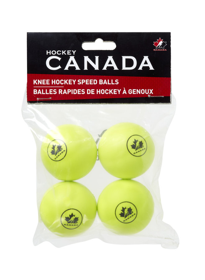 TEAM CANADA KNEE HOCKEY BALL 50MM PU YELLOW 4-PACK
