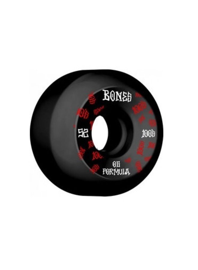 Bones PP Wheels - set of 4 Black - Bones Logo - V5 100's Side Cuts 52