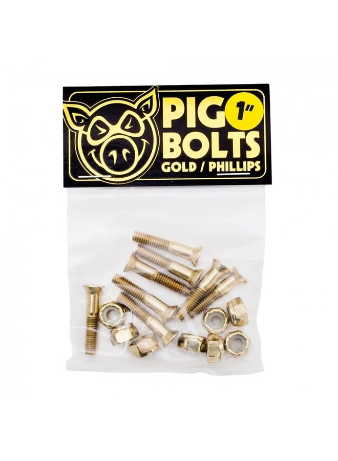 Pig Hardware set - Bolts - Anodized Gold - 1" Phillips