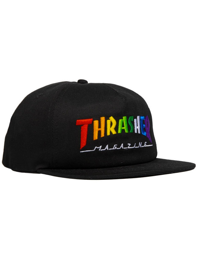 Thrasher Hat - Rainbow - Snapback- Black