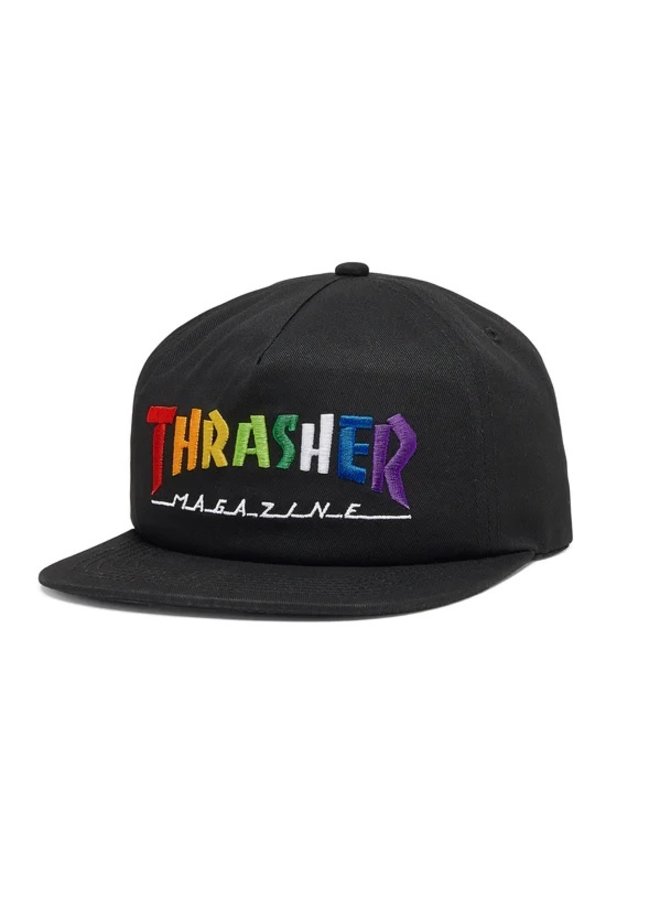 Thrasher Hat - Rainbow - Snapback- Black