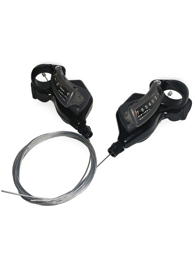 MICROSHIFT THUMB-TAP SHIFTERS-TS51-7, 3 X 7S WITH INDICATOR