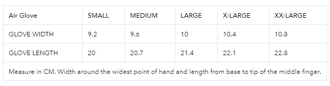 TROY LEE AIR GLOVE -Sportwheels Outlet Store tld air sizing