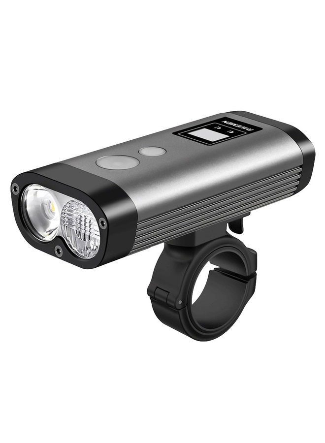 Ravemen PR1200 USB Rechargeable DuaLens Front Light with Remote in Grey/Black (1200 Lumens)