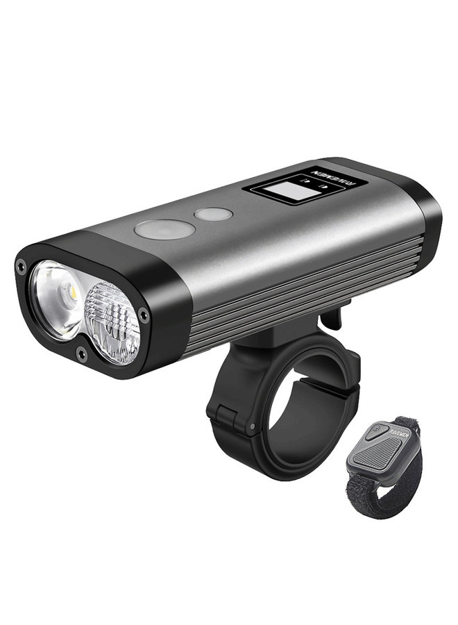 Ravemen PR1600 USB Rechargeable DuaLens Front Light with Remote in Grey/Black (1600 Lumens)