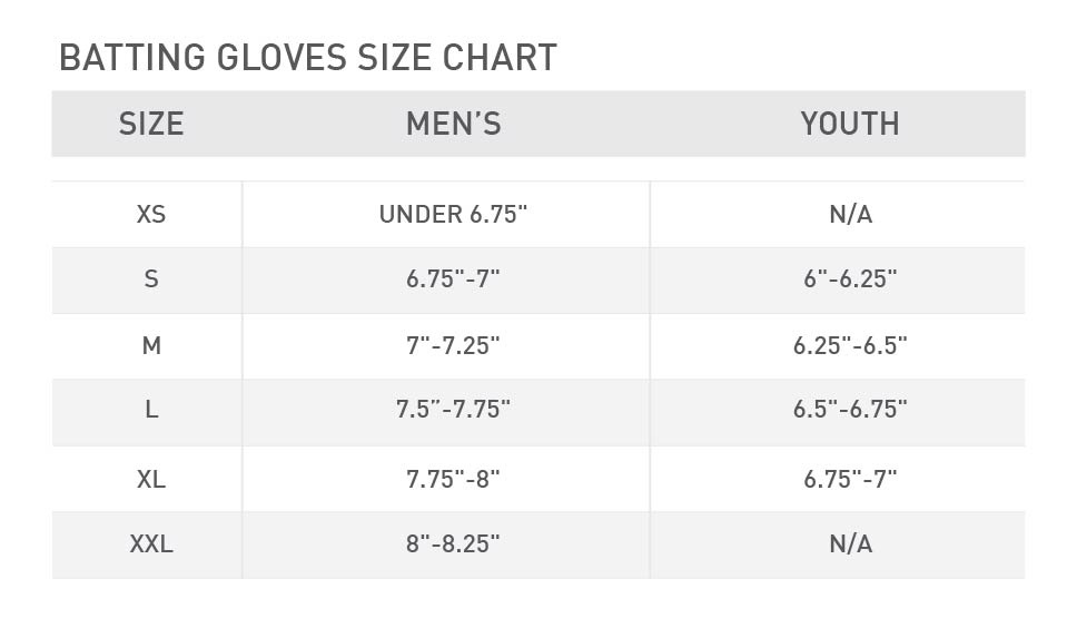EASTON GAMETIME BATTING GLOVES -Sports Equipment Shop baseball batting gloves size chart