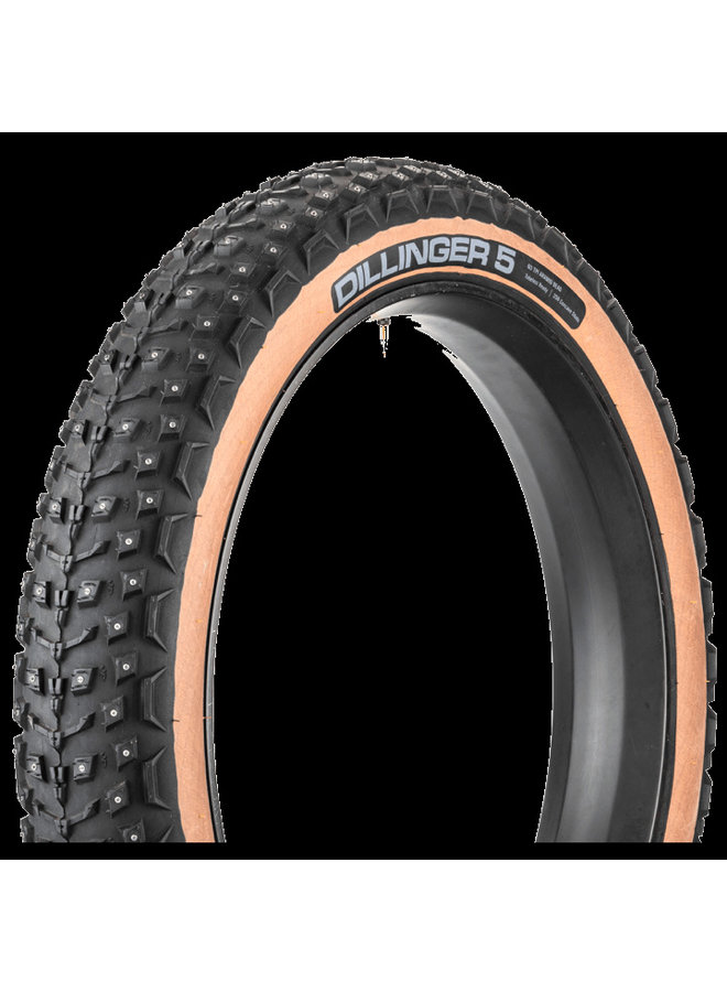 45NRTH Dillinger 5 Tire - 26 x 4.6, Tubeless, Folding, Tan, 60tpi, 258 Carbide Steel Studs