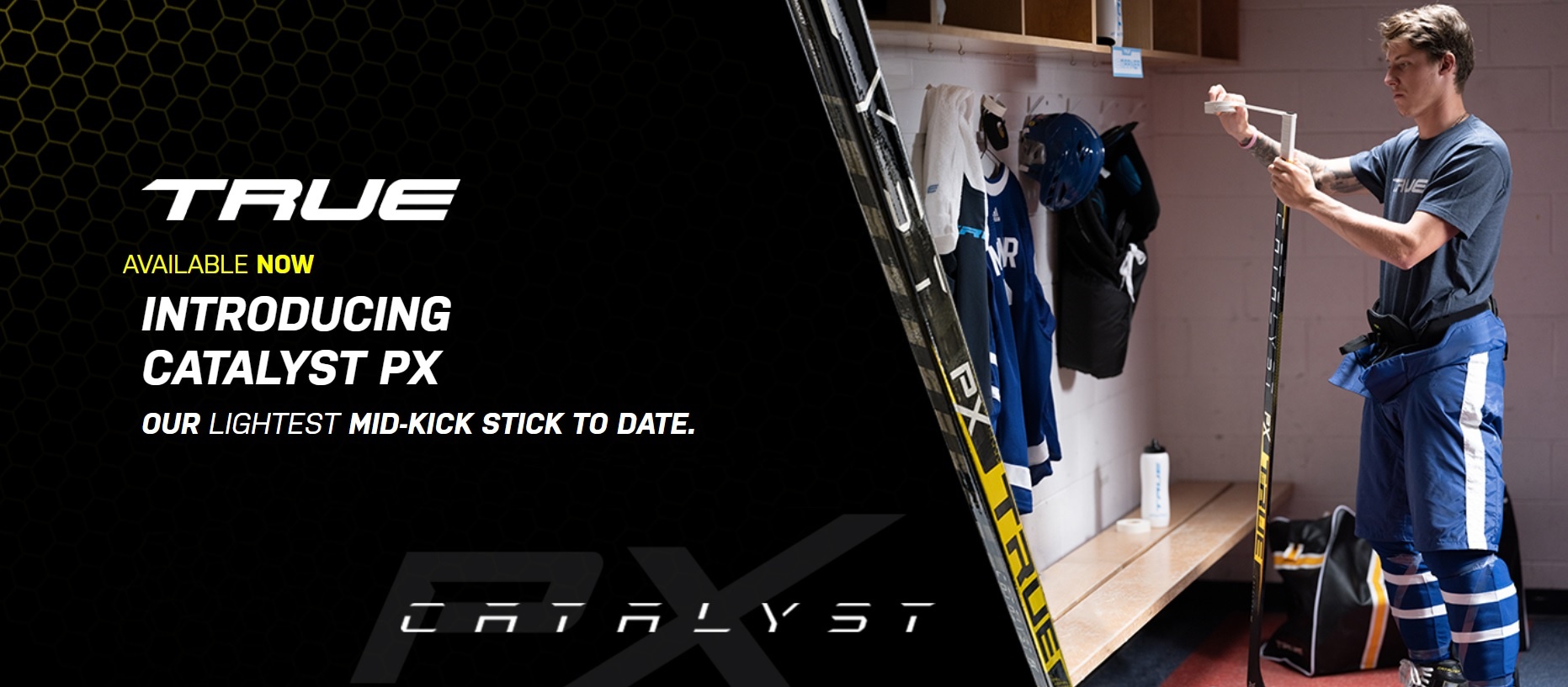 New Arrival Alert! The True Catalyst PX Grip Hockey stick is now available!  With a C9 Flex profile, maximum bend strength and impact…